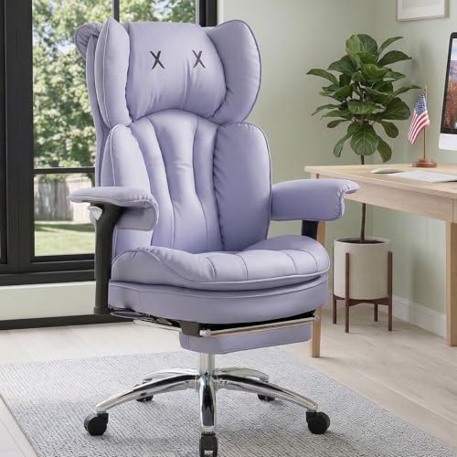 Image of Efomao Big & Tall Desk Chair, Wide Executive Office Chair with Footrest Purple