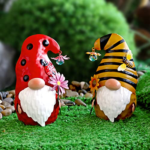 Adorafur Metal Gnome Statue Outdoor Garden Gnome Decorations With Bee And Beetle Indoor Art Sculpture For Home Living Room Porch Yard (Set Of 2) #TOP2