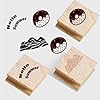 10 Pack Blank Wood Rubber Stamp Mounts, 40x40mm Blank Hard Wood Stamp Mounts for Crafts DIY Making, Scrapbooking Crafts, Engraved Meticulously Carved Patterns #3