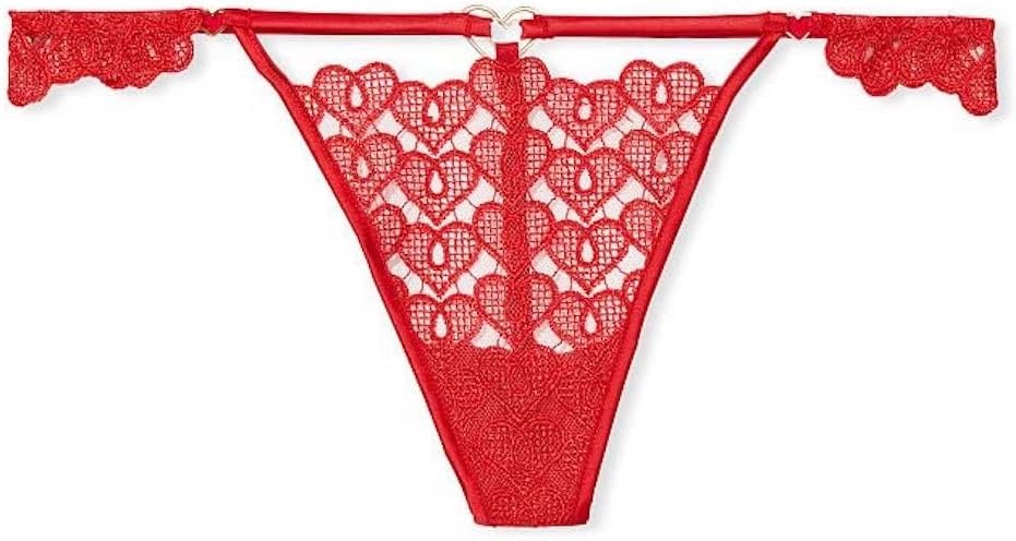 Victoria's Secret Dream Angels Sweetheart Lace V String Panty Color Red New