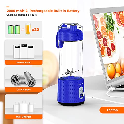 Elechelf Portable Blender, Personal Size Blender Smoothies And Shakes, Mini Blender Usb Rechargeable, Handheld Blender Sports,Travel,Gym (Dark Blue) #TOP6