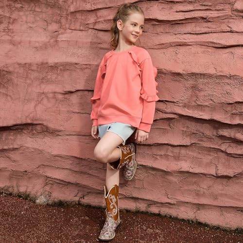 CHILDRENSTAR Girls Ruffles Sweatshirt Long Sleeve Crewneck Cute Pullover Tops Side Slit Fall Spring Clothes For Kids4