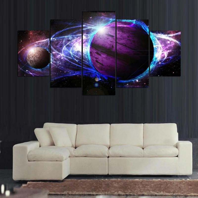 Cadre decoration murale de style planete univers violet pour grand mur salon