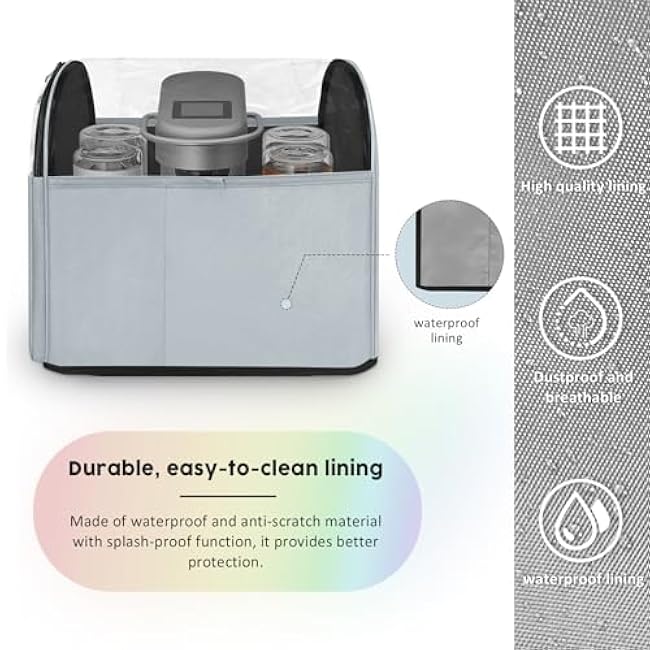 ORKELS Cocktail Machine Dust Cover Compatible with Bartesian Premium, Professional, Duet, Visible Dust Cover with Clear Window and Pockets for Bartesian Accessories (Cyan)