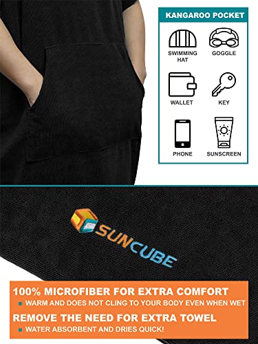 image for SUN CUBE Surf Poncho Changing Robe with Hood, Thick Quick Dry Microfib