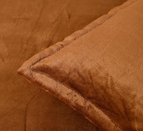 Image of Sands Premium Ultra Soft Woollen Pillow Cover Set of 2 for Winter with Zipper Closure, Cozy Pillow Case Perfect for Warmth, Flannel Warm Pillowcases, King size-18X28 Inches (Brown)