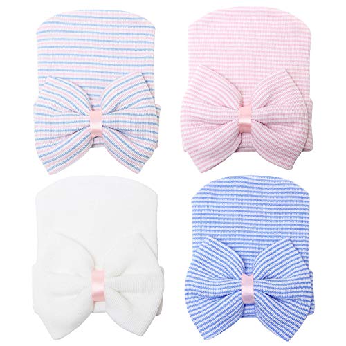 Image of Sarfel Newborn Hats for Girls Hospital Hat Baby Girl Bows and Headbands Infant Beanie Nursery Caps