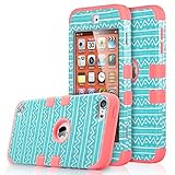 iPod Touch 6 Case,iPod 6 Cases,ULAK 3in1 Anti Slip iPod Touch 6 Protective Case Hybrid with Soft Flexible Inner Silicone Skin Cover for Apple iPod Touch 5 6th Generation (Wave Pattern/Rose Pink)