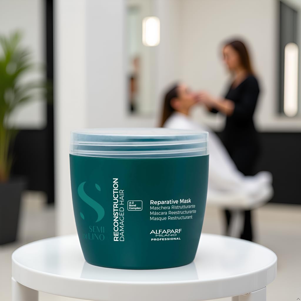 Alfaparf Milano Semi di Lino Reconstruction Reparative Mask - Color Safe Deep Conditioning Hair Mask - Damaged Hair Repair - For Medium to Thick Hair - Vegan Formula (16.9 oz) - Image 5