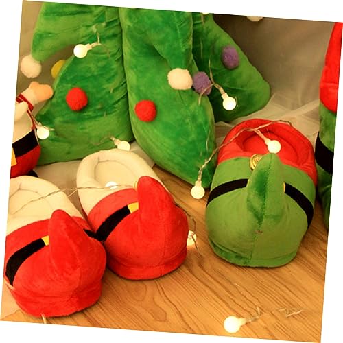Happyyami 1 Pair Christmas Elf Slippers Non- Slip Plush Warm Slippers Adult Elf Shoes Women Mens Slippers4