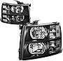 DNA Motoring HL-OH-CSIL07-BK-CL1 Pair of Black Housing Headlights Compatible with 07-13 Silverado 1500 2500 3500