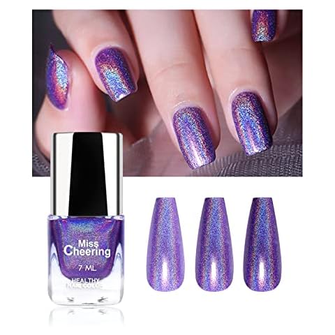 Ownest Glitter Laser Nagellack, Ziemlich Glänzender Spiegel Glitter Nail Art Holographische Langlebige Nagellack 1 Flasche 7 ML-LS04 Cover