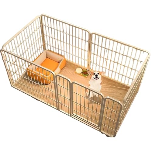 ペットサークル 犬 サークルケージ ドア付き 小型犬 室内 屋外 置くだけ 柵 自立 犬用ゲージ ドッグラン セットドア付 6枚 高さ60cm 簡単組み立て 工具不要 レイアウト自由 (ホワイト)