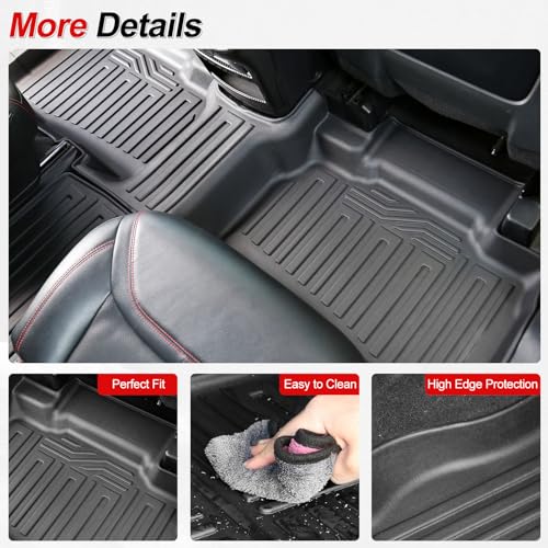 Image of Floor Mats for 2020-2026 Ford Explorer Accessories 6 Seats Set | Floor Liners & Cargo Mat & Trunk Backrest Mat for Ford Explorer 6 Captain Chair XLT ST, Not 7 Seats, All Weather TPE Car Mats