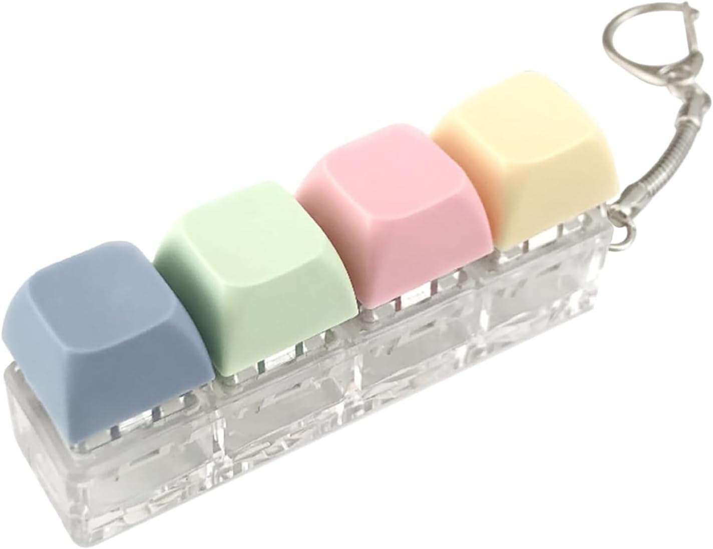 Quiet & Loud Keyboard Fidget Toys for Stress Relief, 4 in 1 Keyboards Silent Keyboard Clicker Fidget Toy for Office Libirary, Cute Pop Fidget Keychain Accessory for Bags Keys（Macaron Colors）