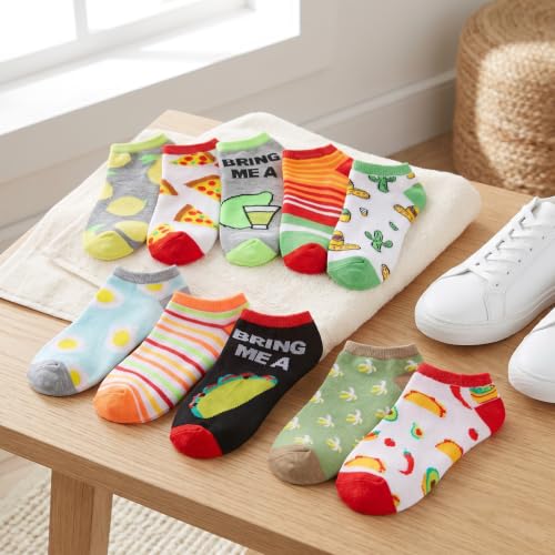 Image of Tipi Toe Women's 10 Pairs Lightweight Colorful Socks - Fun Low Cut Patterns for All-Day Comfort and Easy Everyday Style