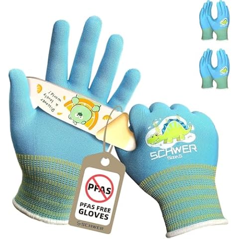 Schwer 2 Pairs MINI-KIDDO ANSI A6 Kids Cut Resistant Gloves MN1917, PFAS Free, Kids Fishing Gloves, Food Grade Cutting Gloves for Cooking, Whittling, Wood Carving, Mandolin and DIY (S, 9–14 Years) Cover