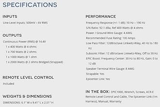 AudioControl EPIC1000 Epic Series 1000 Watt Compact Monoblock Car Audio Subwoofer Amplifier, Class D, Epic Boost, Subsonic Filter, Low Pass Filter, ACR-E Remote Bass Knob, Epicenter Link