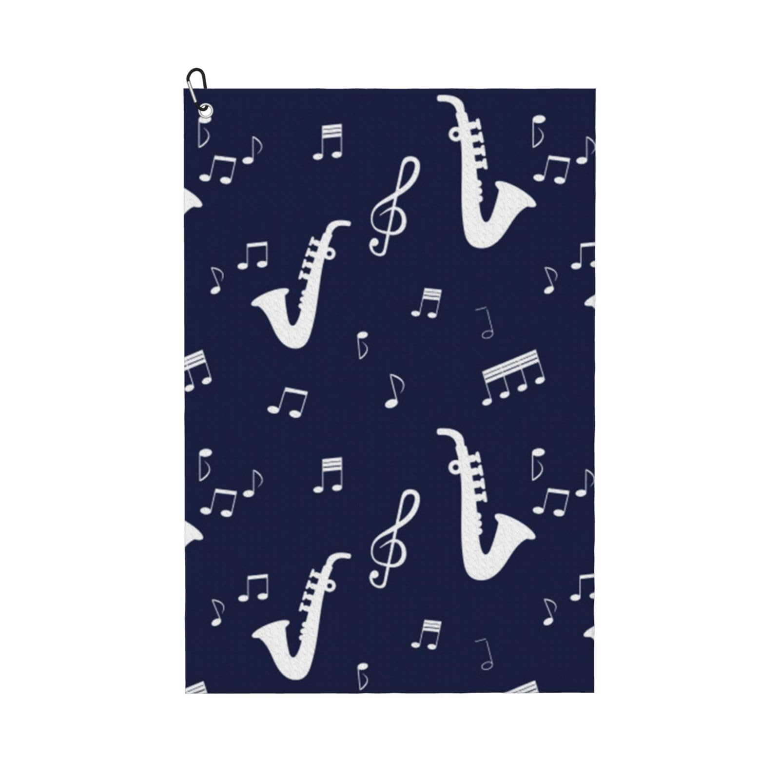 Hnnkloy Music Notes Saxophones, 16x24 in Portable Waffle Golf Towels with Carabiner Clip for Golf Bag