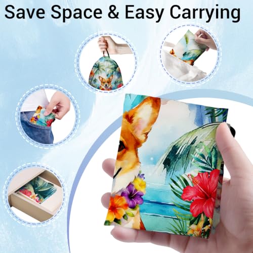 Image of Tropical Corgi Drawstring Storage Pouch Cloth Shoe Bags for Travel Sport