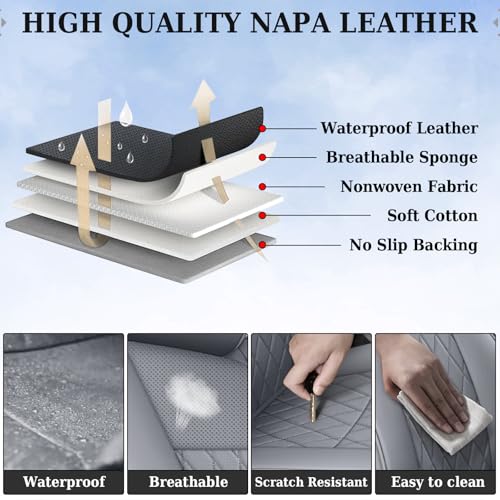 Image of Coverado Tacoma Seat Covers Full Set, Faux Leather Seat Covers Custom Fit for 2005-2023 Toyota Tacoma Double /Crew Cab Base Prerunner SR5 Limited TRD Sport Interior Covers (Gray)
