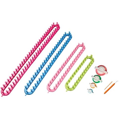 Tmade Set von 4 Lange Strickrahmen Set Strick-Strickjacke Set Handwerk Kit Sock Schal Hat Maker mit Geschenk Pom Pom Maker Cover