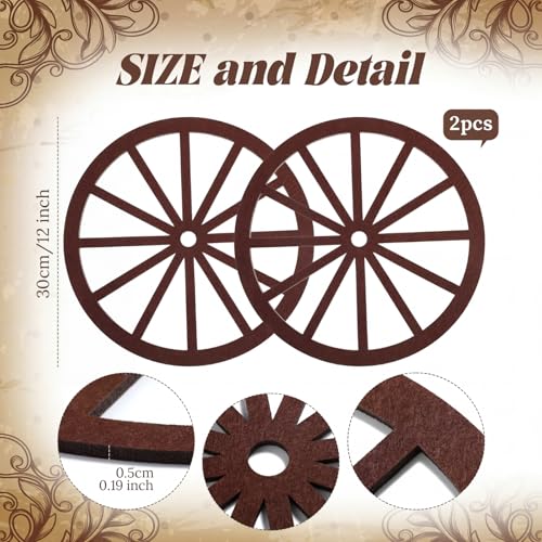 Condition photo showing New/Like New for boao 2pcs felt wagon wheel western cowboy party decor, 11.8x11.8x0.2inches