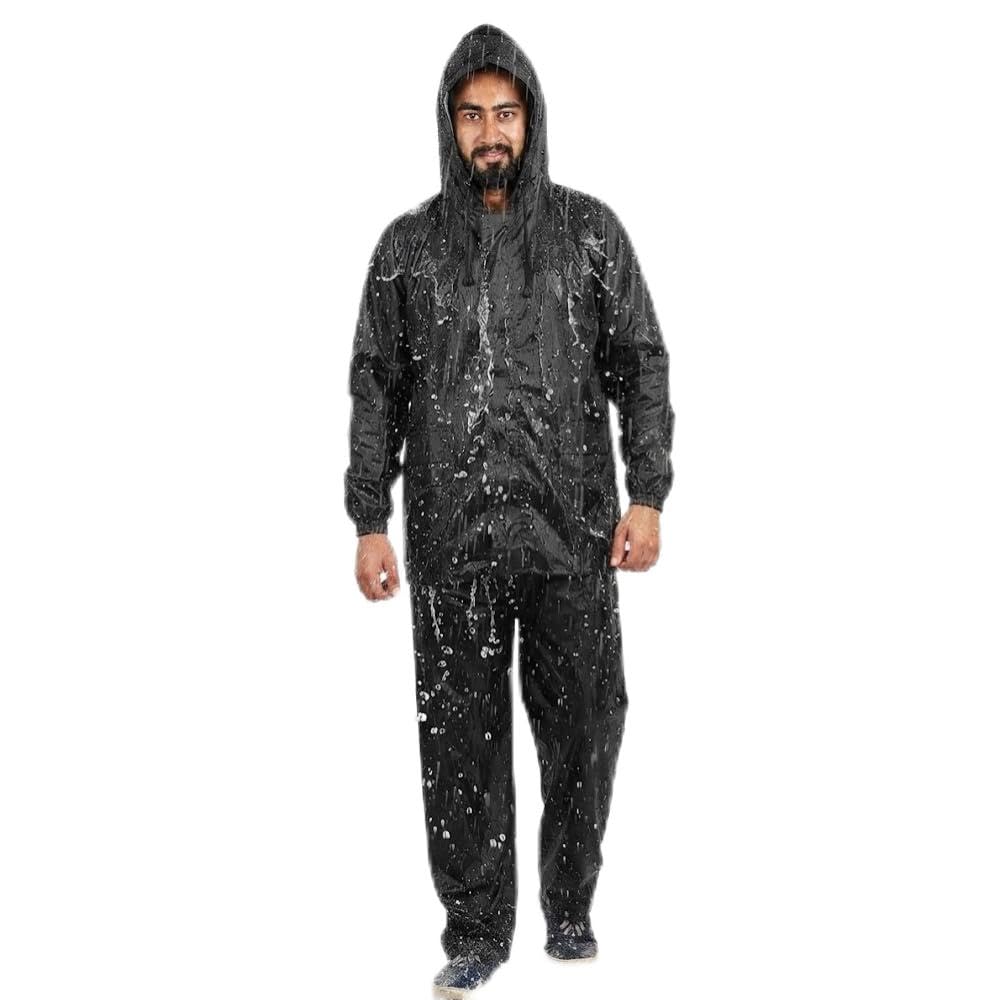 (𝐒𝐩𝐞𝐜𝐢𝐚𝐥 𝟏𝟓 𝐘𝐞𝐚𝐫𝐬 𝐖𝐚𝐫𝐫𝐚𝐧𝐭𝐲 Water Resistant Nylon Raincoat Suit for Men & Women | Hooded Jacket with Pant | Lightweight Reusable Rain Wear | Outdoor Bike-image-3