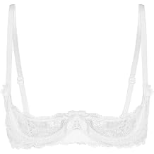 Sxiwei Womans Push Up Underwire Lace Shelf Bra Crop Top Hollow Out Demi 1/2 Cup Unlined Balconette Bra
