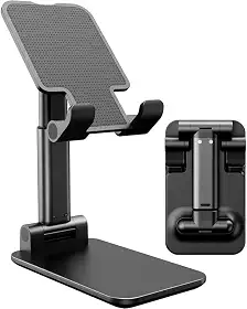 Suporte Universal de Mesa para Celular e Tablet – Ajustável, Dobrável, Antiderrapante e Portátil - Premium