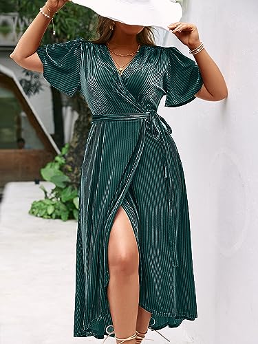 Image of BerryGo Women's Velvet V Neck Wrap Semi Formal Dress Cocktail Party Maxi Dress for Wedding Guest