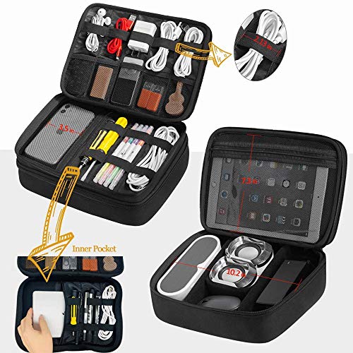 Electronic Organizer JBOS Accessories Organizer Travel Cable Organizer Bag Gadget Organizer Bag Double Layer Electronics Organizer Case for Cables, USB Flash Drive, Charger, Phone, Mini Tablet (Large) - Thumbnail 4