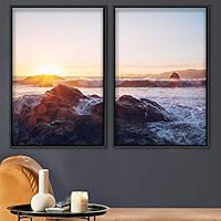 2 Piece Framed Canvas Wall Art Sunset Canvas Prints Home Artwork Decoration for Living Room,Bedroom - 16