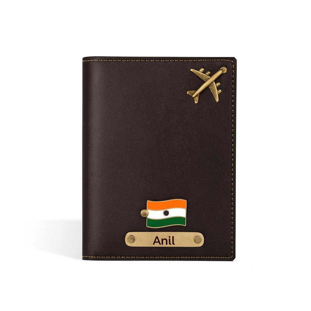 the unique gift studio Personalised Name & Charm Leather Passport Cover Holder for Men & Women Black Customised Passport Holder for Gift - Birthday Gift-picture-25
