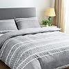 Lekesky Bettwäsche 200×200 3 teilig-Mikrofaser Bettbezug Set mit Schickem Gestreift Muster,1 Bettbezug 200×200 cm + 2 Kopfkissenbezug 80×80 cm,für Einzelbett mit Reißverschluss, Grau
