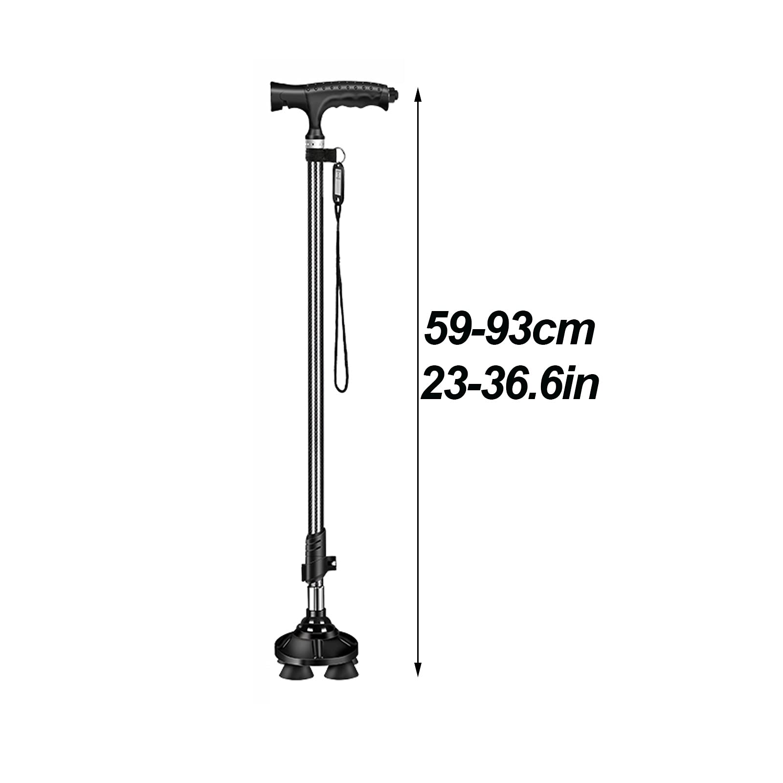 Bastón de Paseo Bastones para Mayores Bastidor con luz LED Ajustable, Mango ergonómico y Correa de muñeca Basura, bastón con muletas Antideslizantes para Hombres Ancianos