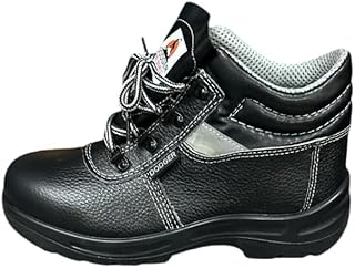 حذاء سيفتي دودجر مع غطاء اصابع ستيل وجزء علوي مستورد - نعل طبي مضاد للبكتيريا (أسود، 42)