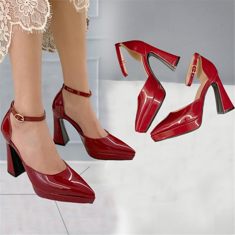 Image of FOREADA Lolita Bow Platform High Heel Women Rockabilly Mary Jane Dress Pump | Boasts soft kawaii retro vintage lolita tea party aesthetic, with block heel ,bow, round toe versatile style for dress wear