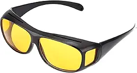 Óculos de Visão Noturna, Lentes Amarelas, Armação Preta, Proteção para Dirigir à Noite Unissex Anti Reflexo Proteção Uv400
