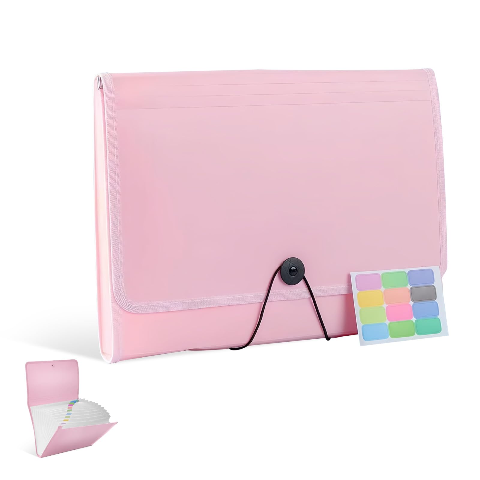 Expanding File Folder with Labels,File organizer 13 Pockets File Organizer Accordion Filing Folder Expandable File Folder,Portable Bill Receipt Organizer for Home School Office Supplies,Letter A4 Size