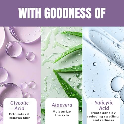 Image of Glamveda Glycolic Acid & 0.05% ww Salicylic Acid Anti Acne Face Wash (100ml Pack of 2) | For Oily & Acne Prone Skin | Oil balancing, Deep Cleansing | No Paraben, SLS