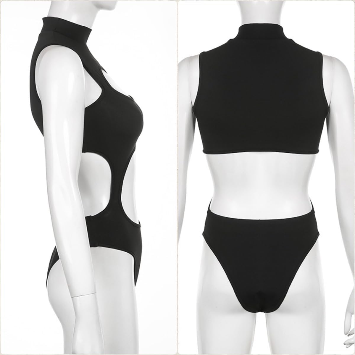 SINROYEE Sexy Hollow Out Women Bodysuit Summer Streetwear Outfit Gothic Jumpsuit T Shirt Short Sleeve Sleeveless (Size: Small) - Image 5