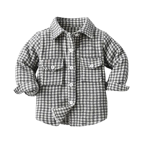 Toddler Boys Girls Shirt Jacket Plaid Long Sleeve Turn Down Collar Button Tops Outwear Kids Girls Fall Clothes