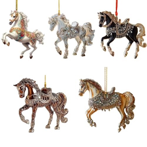 Pferd Weihnachten Ornament, Acryl Pferd Baum Dekor, Pferde Ornamente...