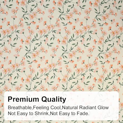 Image of DECOMIZER Glace Cotton King Size AC Comforter - Soft Blanket & Duvet with 1 King Size Elastic Fitted Bedsheet 72 inchX78 inch & 2 Pillow Covers - 4 Piece Comforter Set - Cream Floral - 300 TC