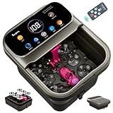 Collapsible Foot Spa Electric Rotary Massage, with Color Touchscreen, Foot Bath with Heat, Bubble,Remote Control, Temp Control, and 24 Motorized Shiatsu Massage Balls(Dark Grey)