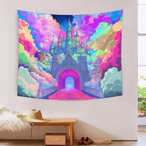 Poster mural château 3D grand format en textile souple infroissable