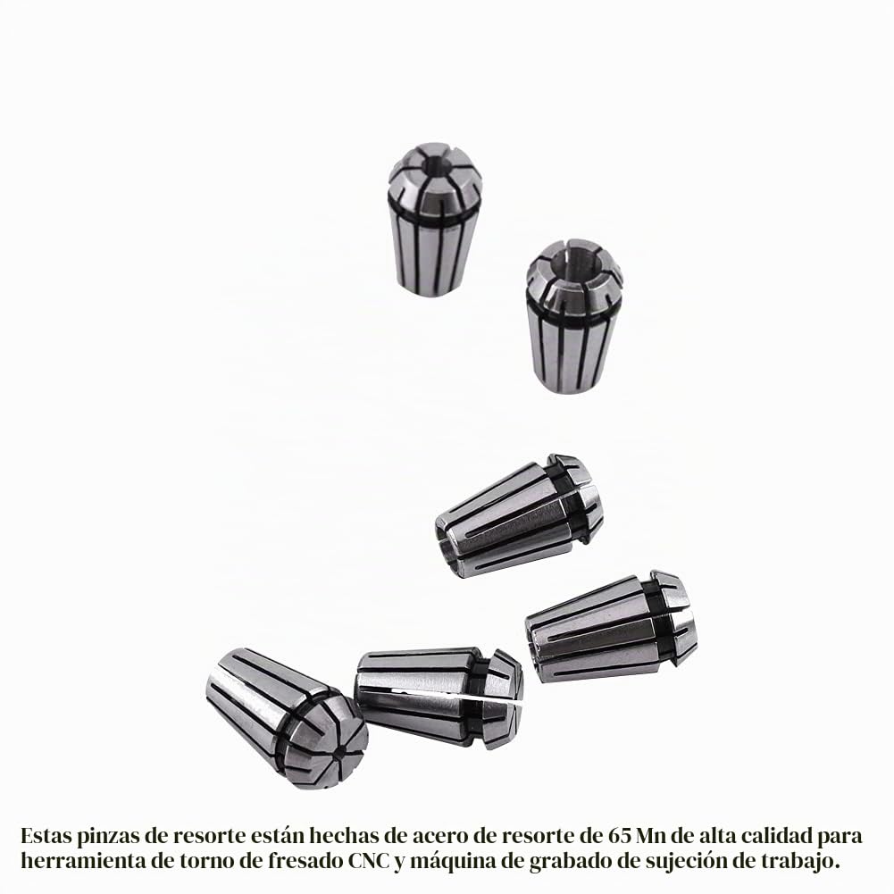 ER11 Spring Collet Set, 15pcs Precision Spring Collets Collet Hecho de acero de resorte 65Mn para herramienta de torno de fresado CNC y máquina de grabado de sujeción de trabajo