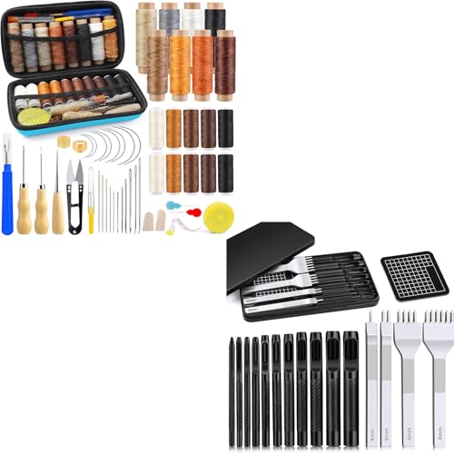 Morfen Upholstery Repair Kit, Leather Sewing Kit, Leather Stitching Punch