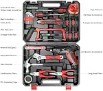 JENABOM 43 in 1 Household Tool Set with 3.6V Electric Screwdriver, Home Tool Kit with Cordless Drill Driver, Hand Tool Kits for Women&Men DIY Repair(Red)